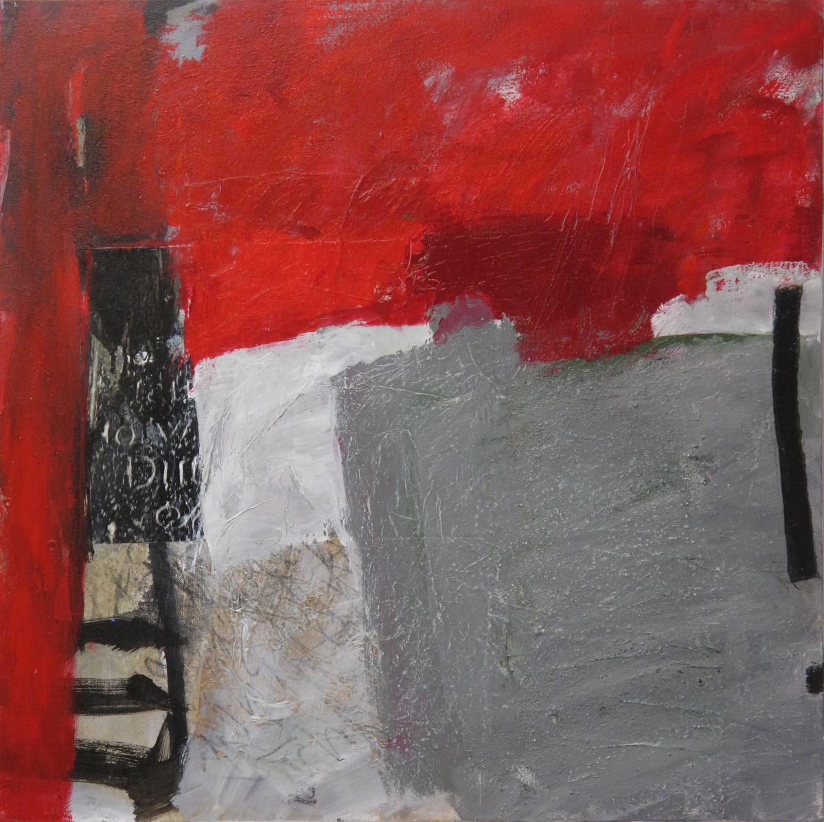 Magisches Rot I, 2012, Acryl und Collage auf Leinwand, 80 x 80 cm